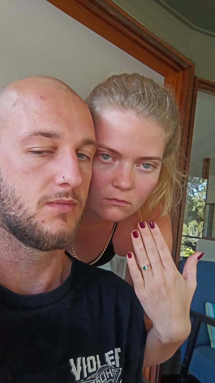 Natalie showing her engagement ring